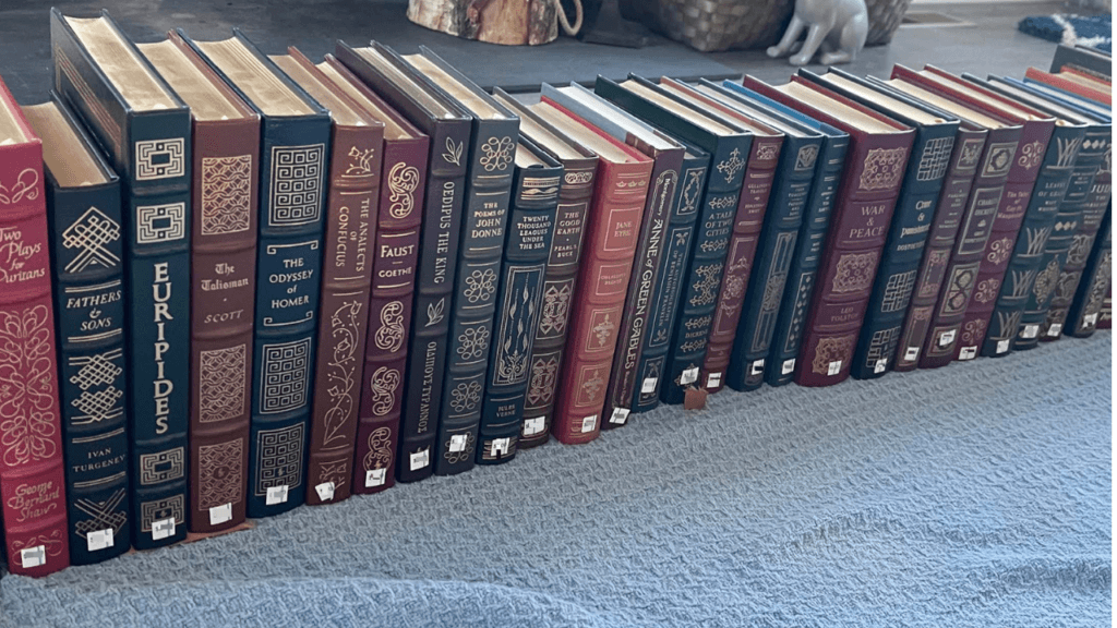 Collection of Easton Press books.
